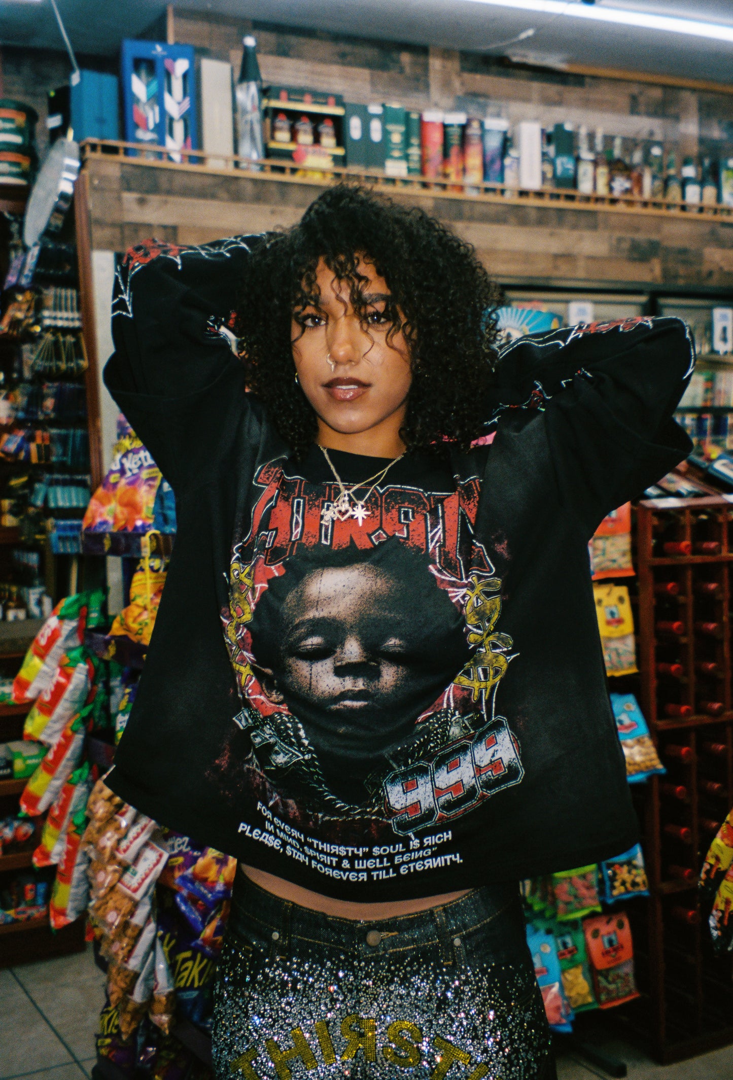 THIRSTY HOOD RICH TEE BLACK