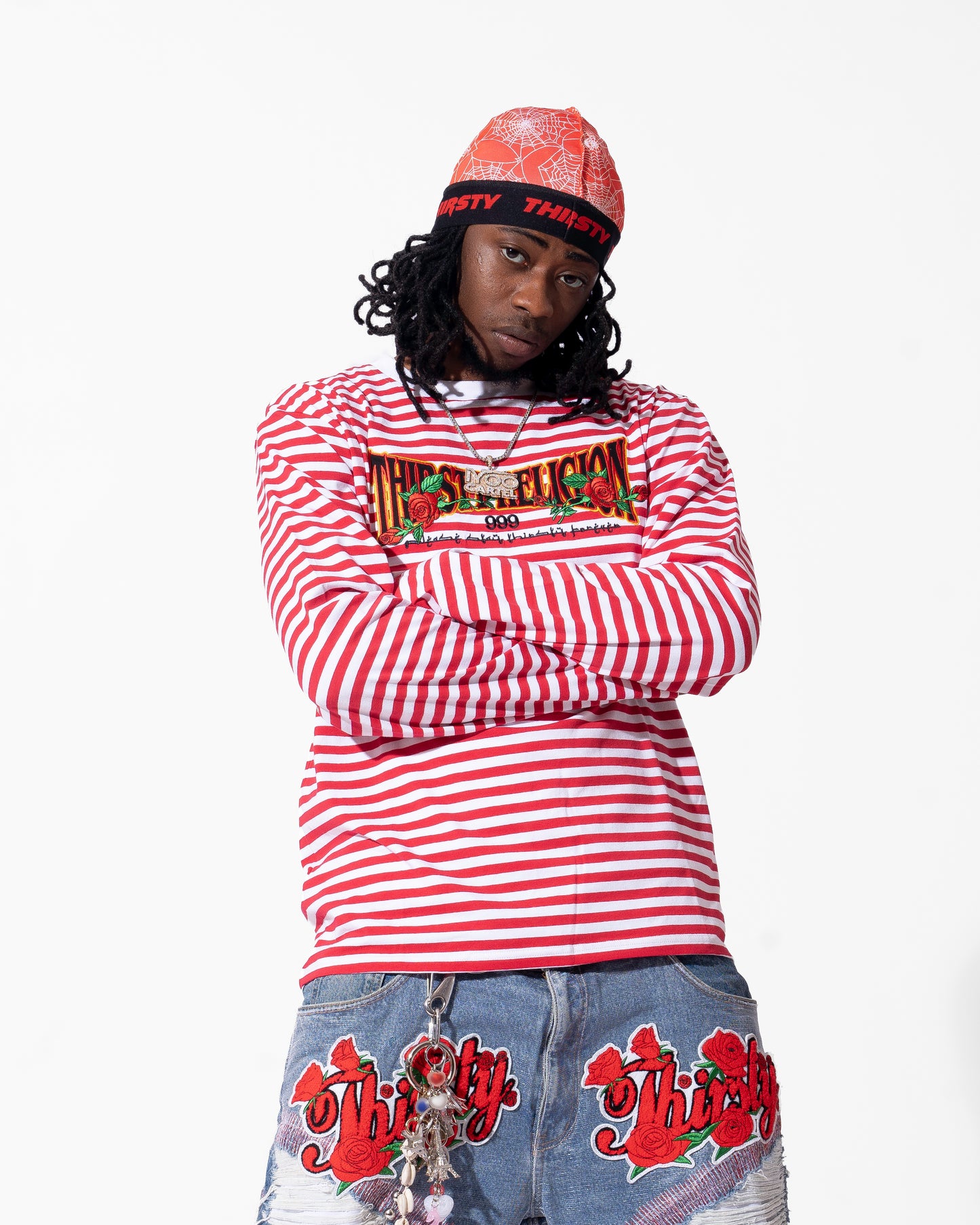 THIRSTY STRIPE TEE RED